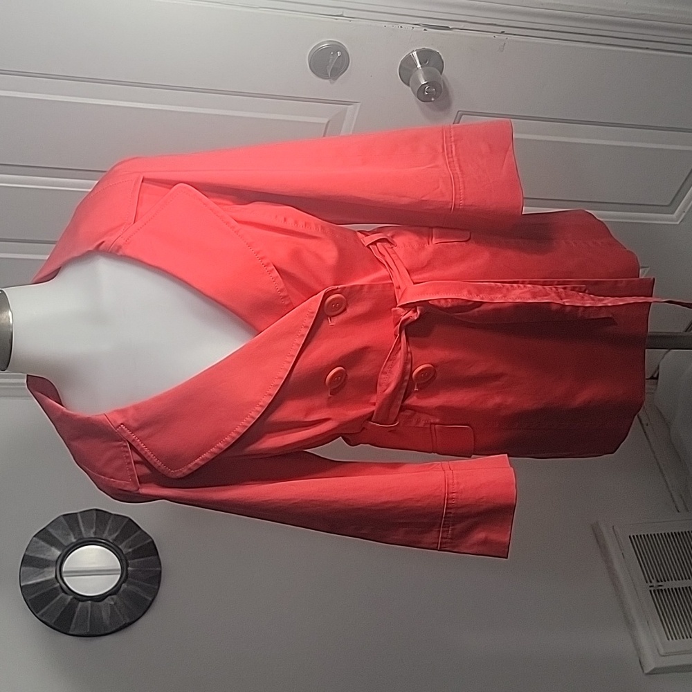 Semantiks Coral Deep V Button Down Bell Sleeve Size XL Trench Coat